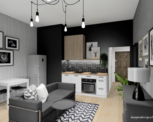 Koncepcja wnętrza - mieszkanie 34m2 Ruczaj Krk